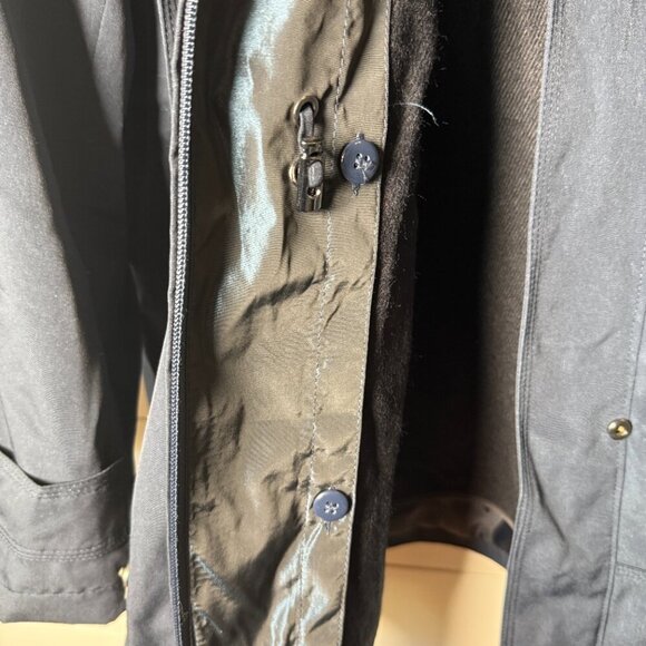 Gallery Women's Navy Trench Coat Removable Liner Sz XL - Picture 9 of 16